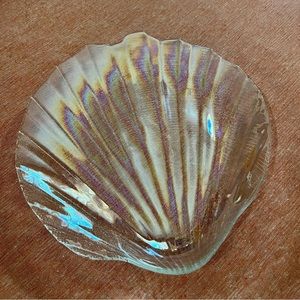 rare 1960s kamei craft japan carnival glass shell dish
